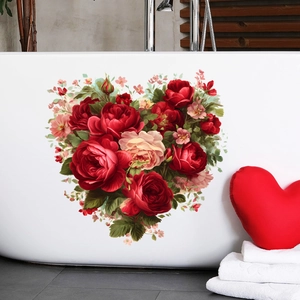 Stickers muraux roses en forme de cœur pour décoration de salon et de chambre