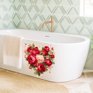 Sticker mural cœur de roses Saint-Valentin autocollant décoratif pour la chambre