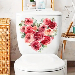Sticker mural cœur de roses aquarelle romantique pour la décoration de la maison