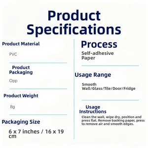Product specifications of cartoon couple wall sticker with size and weight details