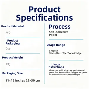 Detailed size specifications for PVC self-adhesive duck wall sticker, 11x12 inch packaging