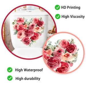 Détail d'autocollants cœur rose imperméables avec impression HD sur surface lisse