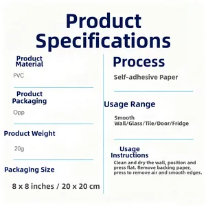 Spécifications techniques détaillées et guide des tailles pour stickers muraux PVC