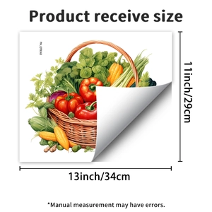 Detailed dimensions of the vegetable basket refrigerator sticker measuring 13x11 inches