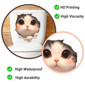 Detailed close-up of 3D kitten wall sticker showing high-definition printing and texture