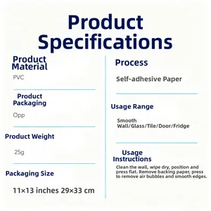 Specifications of self-adhesive PVC cat wall sticker with dimensions 29x33cm and usage guide