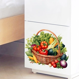 Colorful vegetable basket wall sticker decoration for refrigerator and kitchen cabinets
