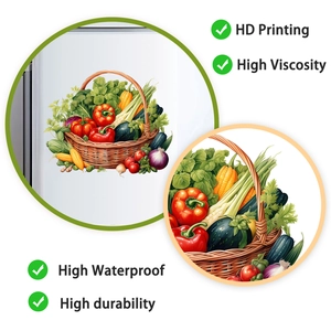 Detail of high-definition waterproof vegetable basket wall stickers for kitchen decor