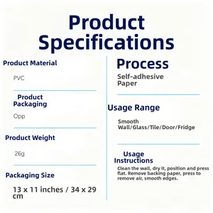 Specifications of PVC self-adhesive wall sticker featuring vegetable basket design details