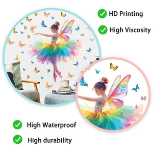 Macro detail of the high-definition butterfly fairy wall sticker with vivid colors
