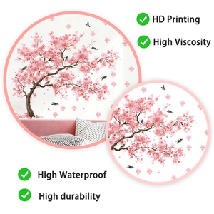Detail of pink cherry blossom wall stickers with birds and waterproof quality icons