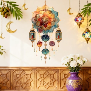 Mandala Lotus Wall Sticker PVC Self-Adhesive Waterproof Bohemian Floral Decal For Living Room Bedroom Office Home Decor