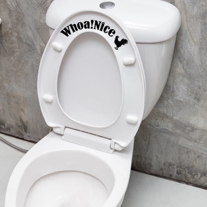 Waterproof Whoa! Nice slogan toilet lid wall sticker with rooster silhouette design