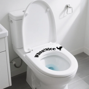 Waterproof Whoa! Nice slogan wall sticker with rooster design for modern bathroom toilets