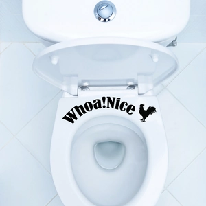 Waterproof Whoa! Nice toilet seat decal with rooster silhouette for bathroom decor