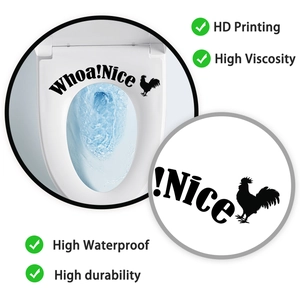 Detail of waterproof Whoa! Nice toilet seat wall sticker with HD printing and strong adhesive