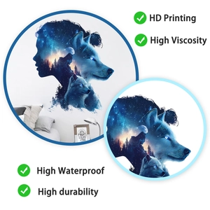 Detail showing HD printing, high viscosity, and waterproof features of fantasy forest wall decal