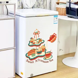 Self-adhesive afternoon tea dessert fridge stickers for creative kitchen wall decoration