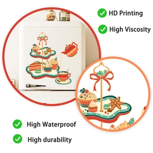 Detail of afternoon tea dessert fridge magnets showing HD printing and waterproof texture