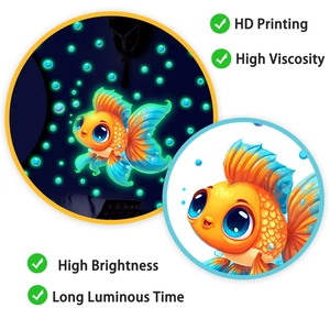 Macro shot of luminous goldfish wall sticker with high brightness and strong adhesive bond