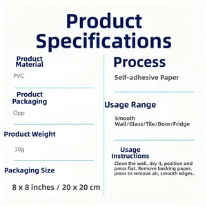 Detailed specifications of PVC self-adhesive goldfish bubble wall decal with 20x20cm dimensions