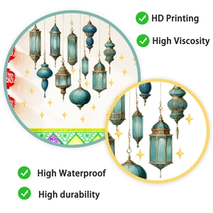 Detailed blue Ramadan lanterns and yellow stars wallpaper stickers with high precision print