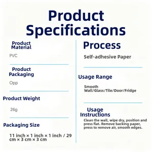 Detail specifications for PVC toilet lid stickers with size and weight instructions
