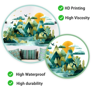 Detail of landscape wall stickers showing high-density printing and mountain pattern