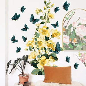 Creative flower vine and butterfly wall stickers for bedroom and living room wall decoration