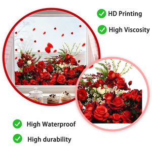 Detail of waterproof HD rose flower window stickers showing high viscosity and vibrant colors