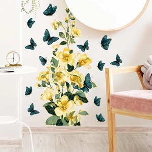 Creative vine flowers and butterflies wall decal for living room home decor