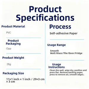 Detailed specifications of waterproof PVC floral toilet stickers with 29x3x3cm packaging