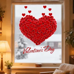 Romantic red heart static window stickers for Valentine's Day decor in indoor glass window