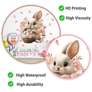 Close-up detail of Easter bunny wall sticker featuring high definition print and waterproof texture