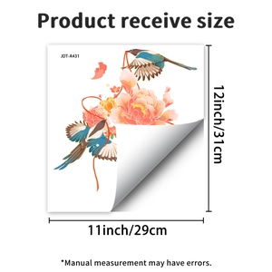 Floral bird static glass window film sticker showing dimensions 29x31cm for home decor