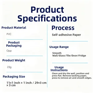 Detailed specifications chart for self-adhesive PVC Easter bunny door stickers and wall decals