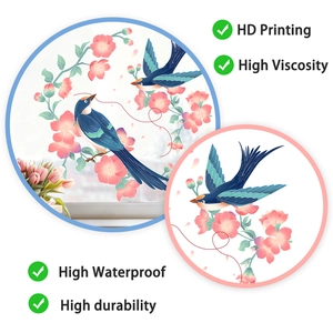 HD printing detail showing blue birds and pink flowers on waterproof window film