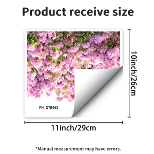 Close-up of pink flower wall stickers showing dimensions of 29x26cm for home decoration