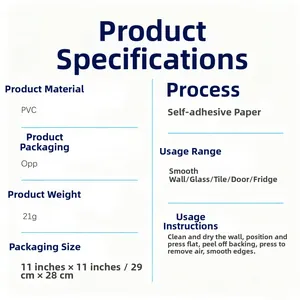 Detailed specifications for PVC Easter wall stickers with 29x28cm size and 21g weight details