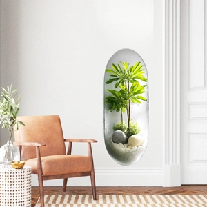 Creative 3D Capsule Potted Plant Wall Sticker Self Adhesive PVC Greenery Decal Modern Living Room Bedroom Wall Decor