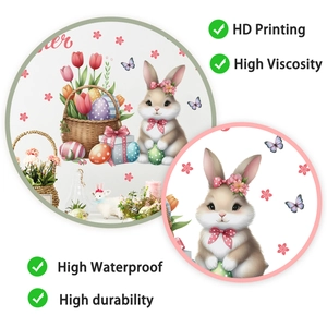 Close-up of Easter wall stickers showing HD printing detail and soft hand-drawn patterns