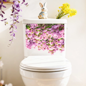 Purple floral cherry blossom toilet tank stickers for bathroom home decor and atmosphere
