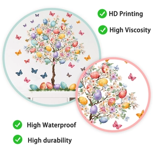 Detail view of Easter tree wall stickers showing HD printing and high viscosity material