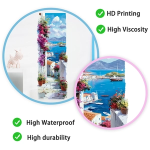 Macro detail of high definition waterproof wall sticker with pink bougainvillea landscape