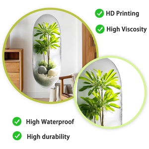 Detailed close-up of 3D plant wall decal featuring HD printing and high viscosity texture