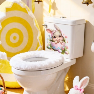 Set adesivi decorativi pasquali con coniglio in guscio d'uovo per coperchio WC e bagno
