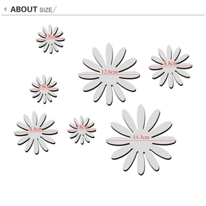3D acrylic flower wall stickers in four various sizes for modern home decoration