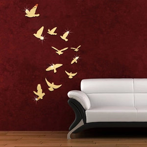 Acrylic Mirror Bird Pigeon Wall Sticker 3D DIY Modern Art Removable Decorative Decal For TV Background Living Room Bedroom Home