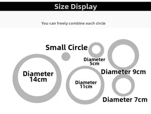 Size chart for DIY 3D acrylic mirror wall stickers with various circle diameters