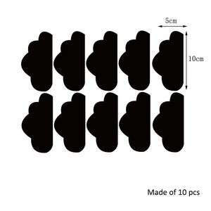 Set of 10 wavy black acrylic mirror wall stickers measuring 5x10cm for home decoration